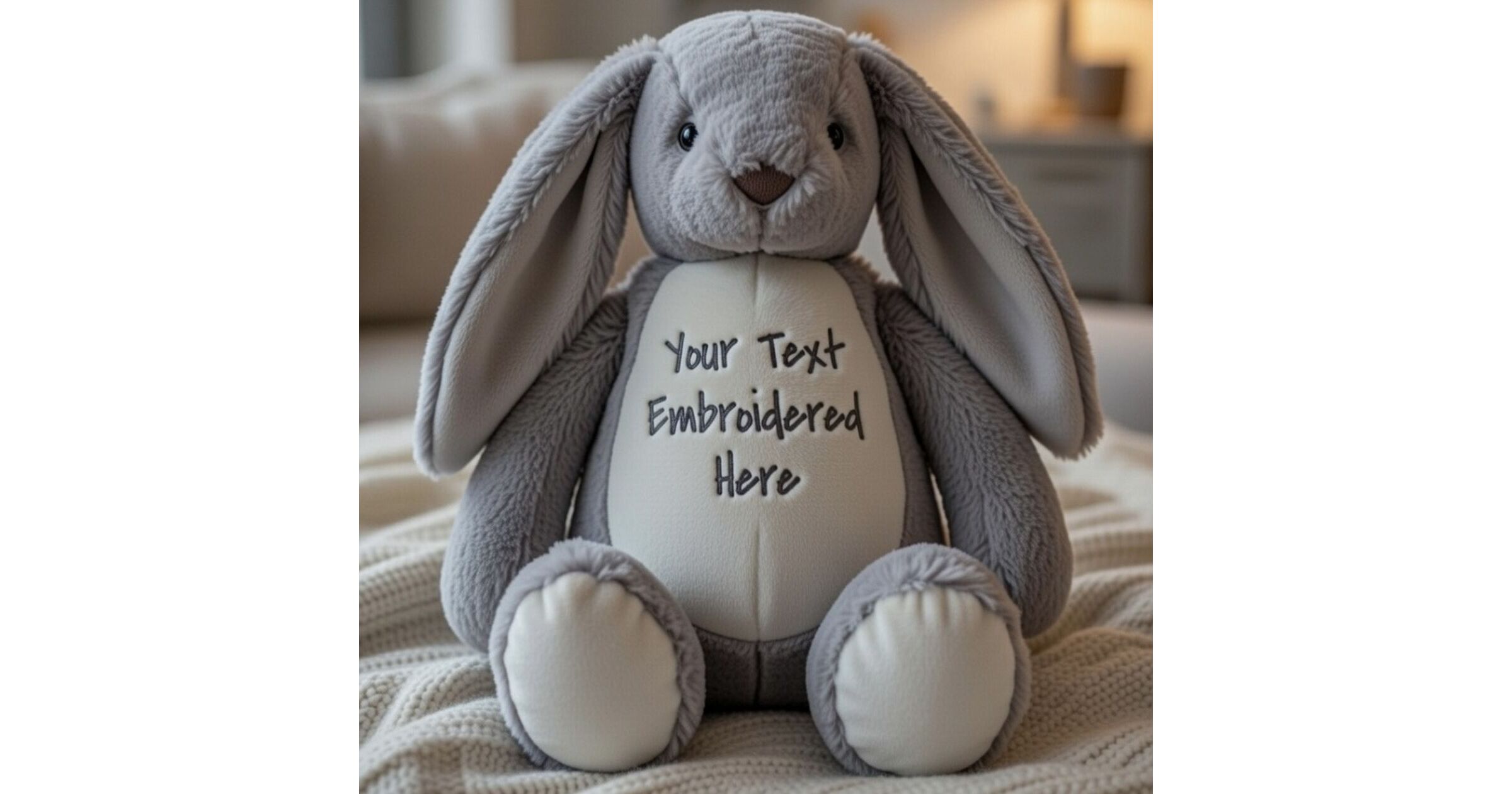 Personalised Embroidered Bunny Rabbit – Large 45cm Huggable Keepsake