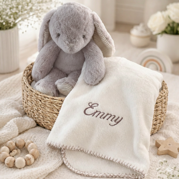 Embroidered Blanket - Bunny Gift Set