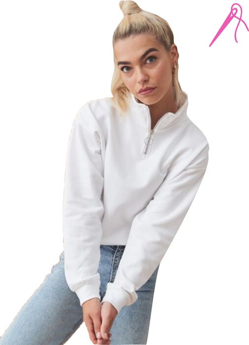 Embroidered Cropped 1/4 Zip Sweatshirt