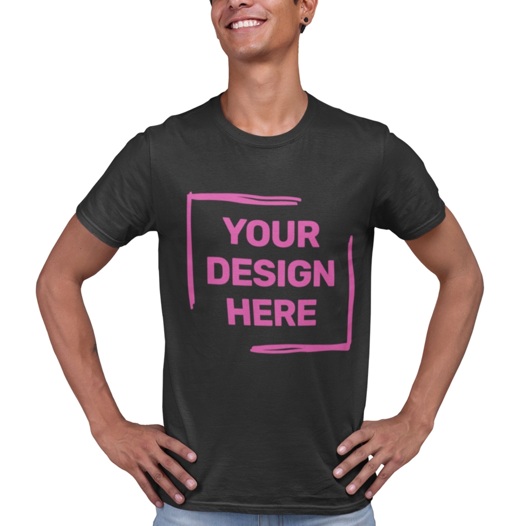 Personalised Black t shirt front and back 3