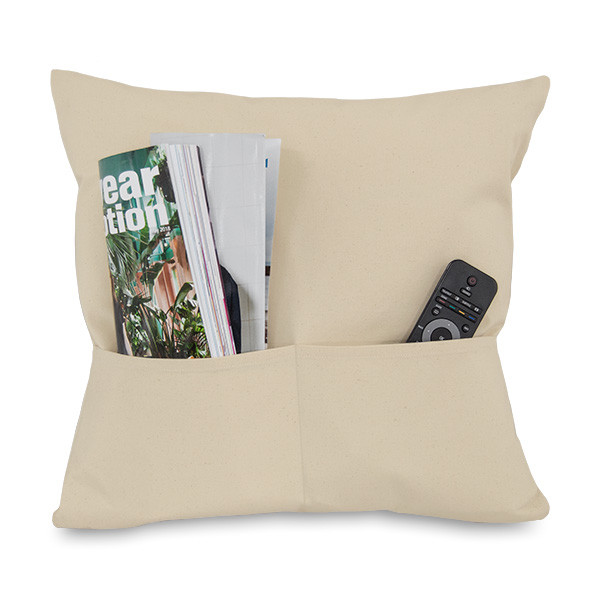 Canvas Cushion with Dual Pockets
